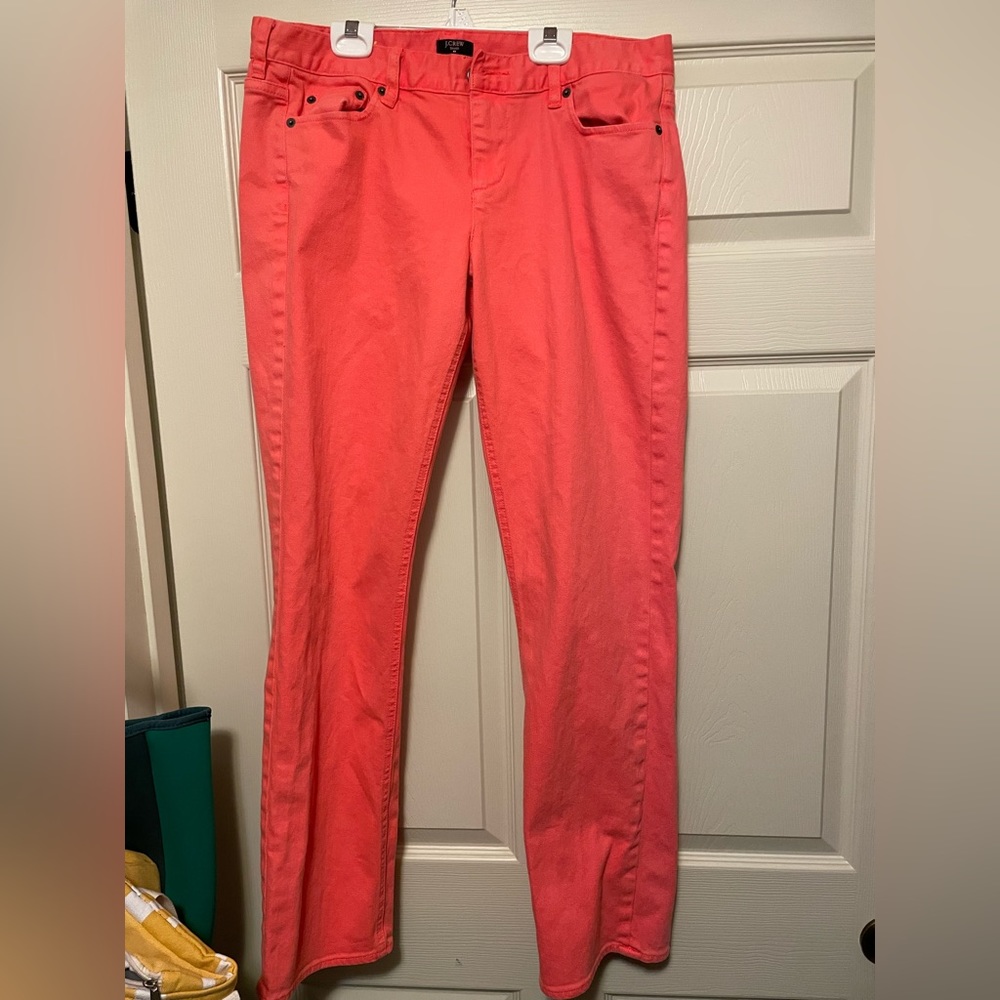 Pink straight leg/boot cut jeans